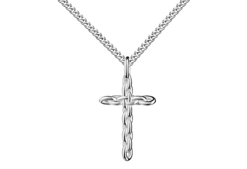JEVELION Kreuzkette 925 Silber Kreuz Anhänger - Kettenglieder - Zeichen starker Bindung (Silberanhänger, für Damen und Mädchen), Mit Silberkette 925 - Länge wählbar 36 - 70 cm oder ohne Kette. von JEVELION
