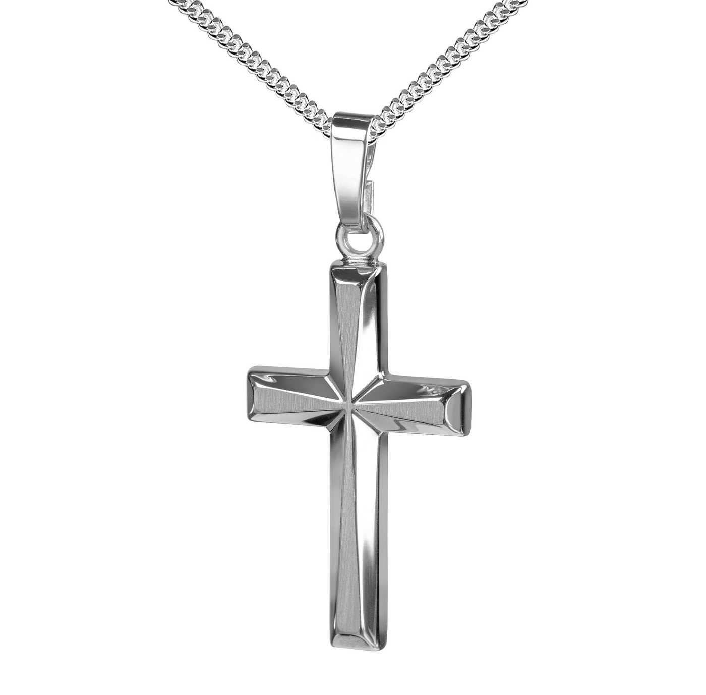 JEVELION Kreuzkette Anhänger Kreuz Silber - Made in Germany (Silberkreuz, für Damen und Herren), Mit Silberkette 925 - Länge wählbar 36 - 70 cm oder ohne Kette. von JEVELION