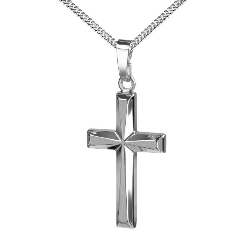 JEVELION Kreuzkette Anhänger Kreuz Silber - Made in Germany (Silberkreuz, für Damen und Herren), Mit Silberkette 925 - Länge wählbar 36 - 70 cm oder ohne Kette. von JEVELION