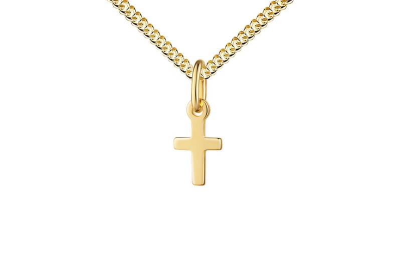 JEVELION Kreuzkette Kleiner Kreuz-Anhänger 585 Gold Taufkreuz - Made in Germany (Goldkreuz, für Damen und Kinder), Mit Kette vergoldet- Länge wählbar 36 - 70 cm oder ohne Kette. von JEVELION