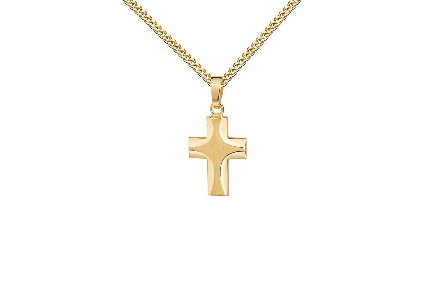 JEVELION Kreuzkette Kleiner Kreuzanhänger 585 Gold Taufkreuz - Made in Germany (Goldkreuz, für Damen und Kinder), Mit Kette vergoldet- Länge wählbar 36 - 70 cm oder ohne Kette. von JEVELION