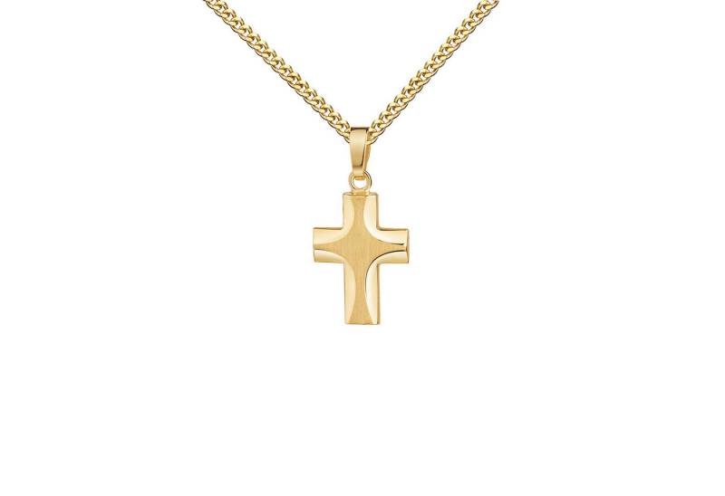 JEVELION Kreuzkette Kleiner Kreuzanhänger 585 Gold Taufkreuz - Made in Germany (Goldkreuz, für Damen und Kinder), Mit Kette vergoldet- Länge wählbar 36 - 70 cm oder ohne Kette. von JEVELION