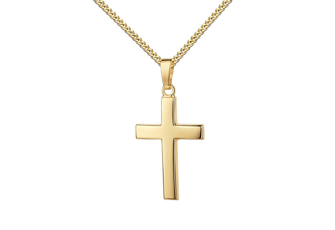 JEVELION Kreuzkette Kleiner Kreuzanhänger 750 Gold - Made in Germany (Goldkreuz, für Damen und Mädchen), Mit Kette vergoldet- Länge wählbar 36 - 70 cm oder ohne Kette. von JEVELION
