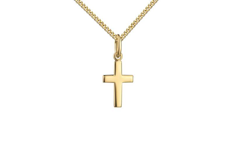 JEVELION Kreuzkette Kleiner Kreuzanhänger 750 Gold Taufkreuz - Made in Germany (Goldkreuz, für Damen und Kinder), Mit Kette vergoldet- Länge wählbar 36 - 70 cm oder ohne Kette. von JEVELION