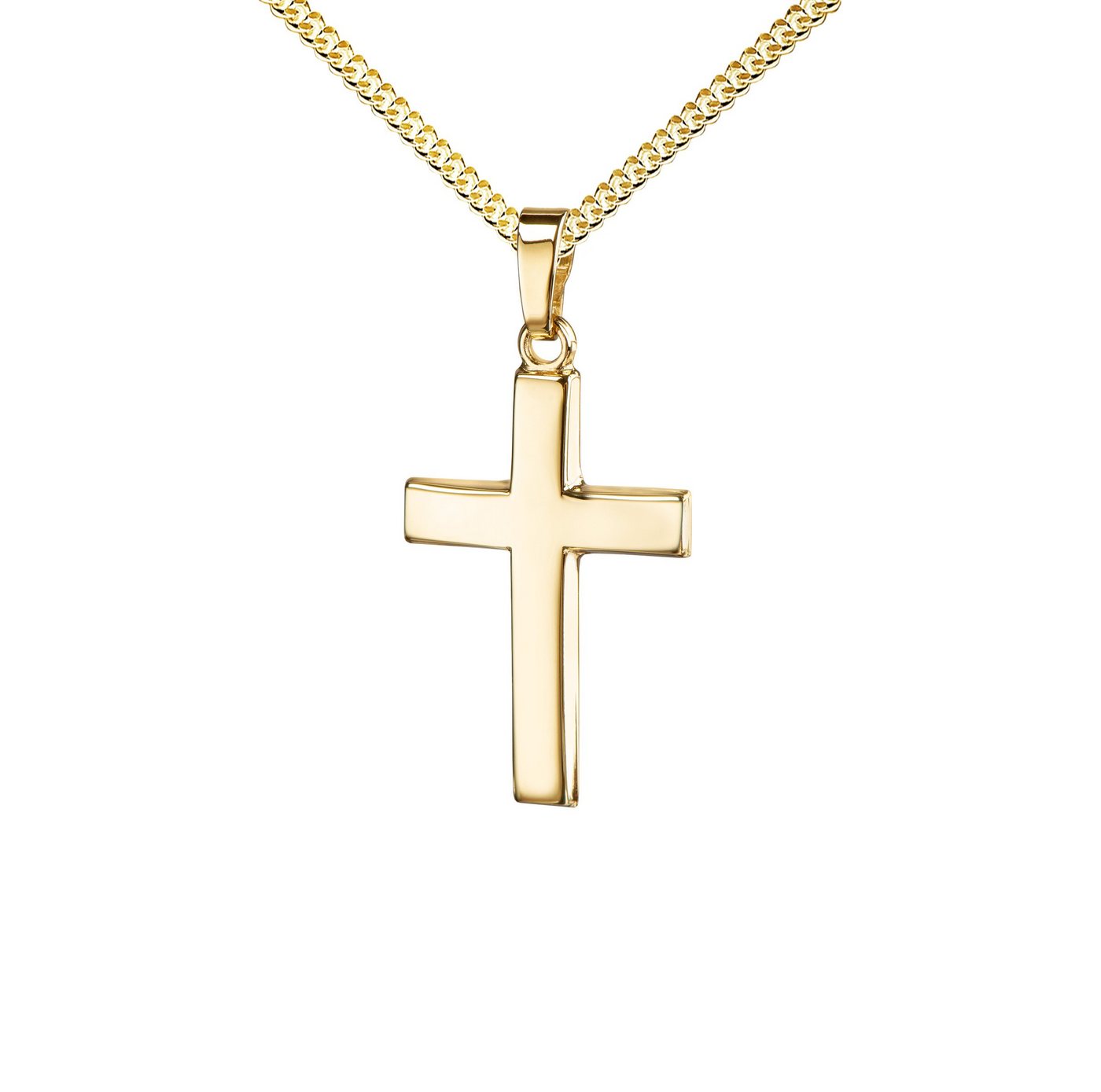 JEVELION Kreuzkette Kreuzanhänger 333 Gold - Made in Germany (Goldkreuz, für Damen und Herren), Mit Kette vergoldet- Länge wählbar 36 - 70 cm oder ohne Kette. von JEVELION