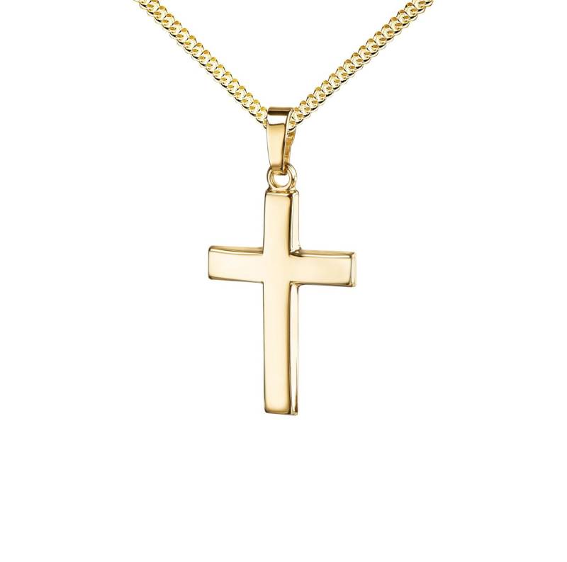 JEVELION Kreuzkette Kreuzanhänger 333 Gold - Made in Germany (Goldkreuz, für Damen und Herren), Mit Kette vergoldet- Länge wählbar 36 - 70 cm oder ohne Kette. von JEVELION