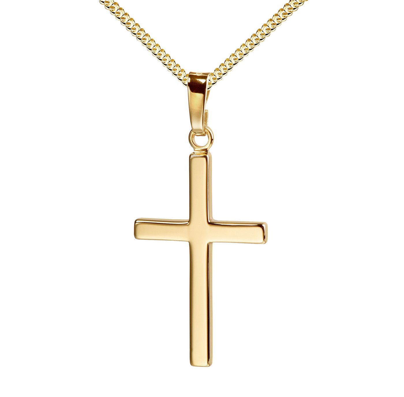 JEVELION Kreuzkette Kreuzanhänger 333 Gold - Made in Germany (Goldkreuz, für Damen und Herren), Mit Kette vergoldet- Länge wählbar 36 - 70 cm oder ohne Kette. von JEVELION