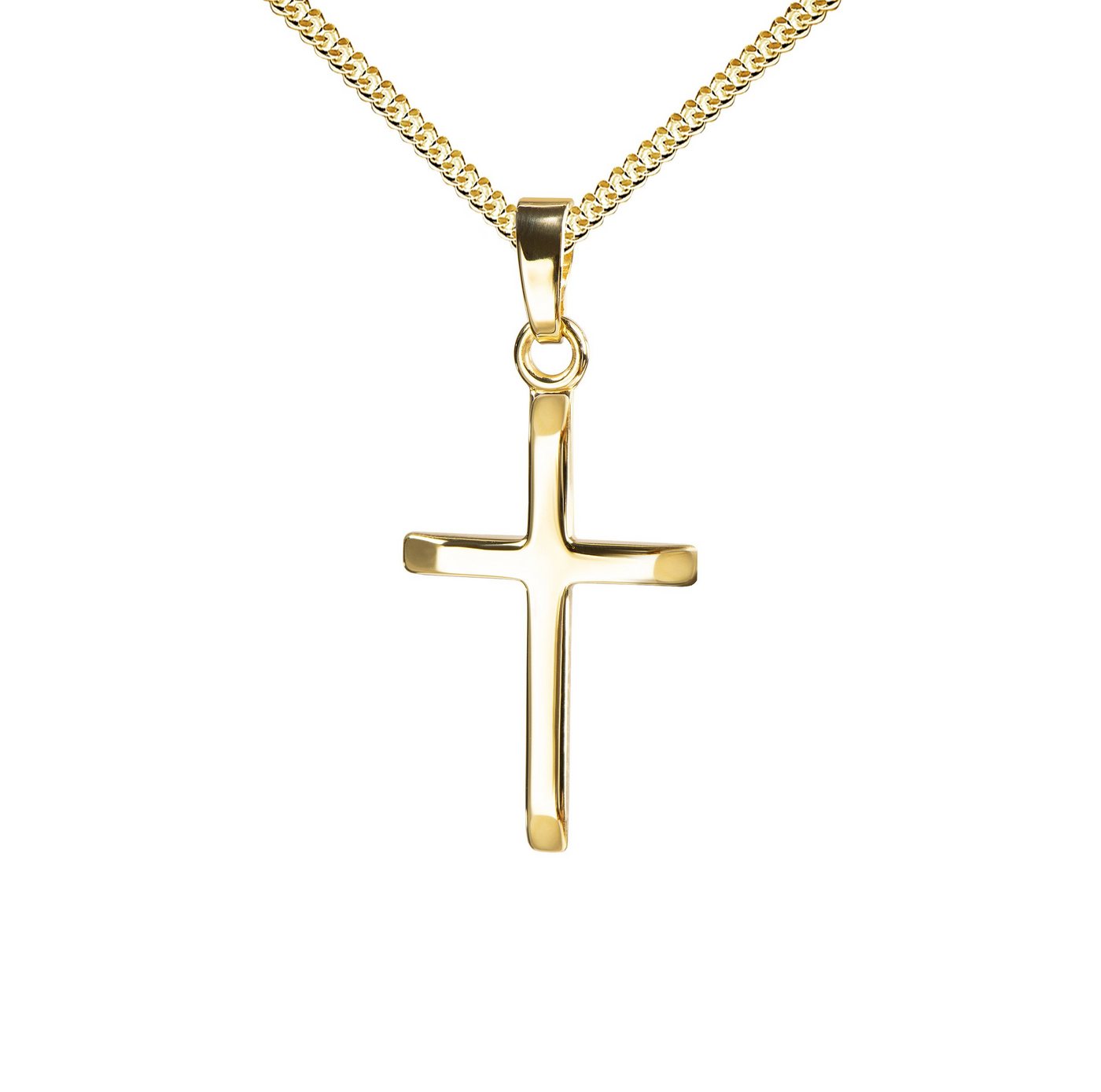 JEVELION Kreuzkette Kreuzanhänger 333 Gold - Made in Germany (Goldkreuz, für Damen und Herren), Mit Kette vergoldet- Länge wählbar 36 - 70 cm oder ohne Kette. von JEVELION