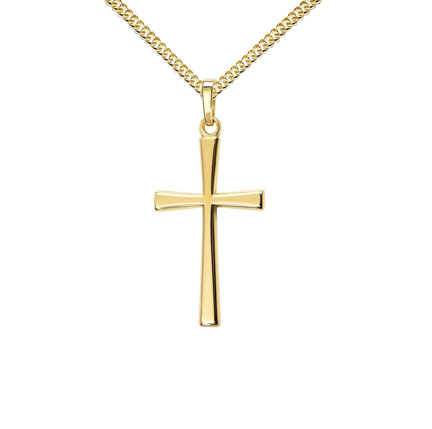 JEVELION Kreuzkette Kreuzanhänger 333 Gold - Made in Germany (Goldkreuz, für Damen und Herren), Mit Kette vergoldet- Länge wählbar 36 - 70 cm oder ohne Kette. von JEVELION