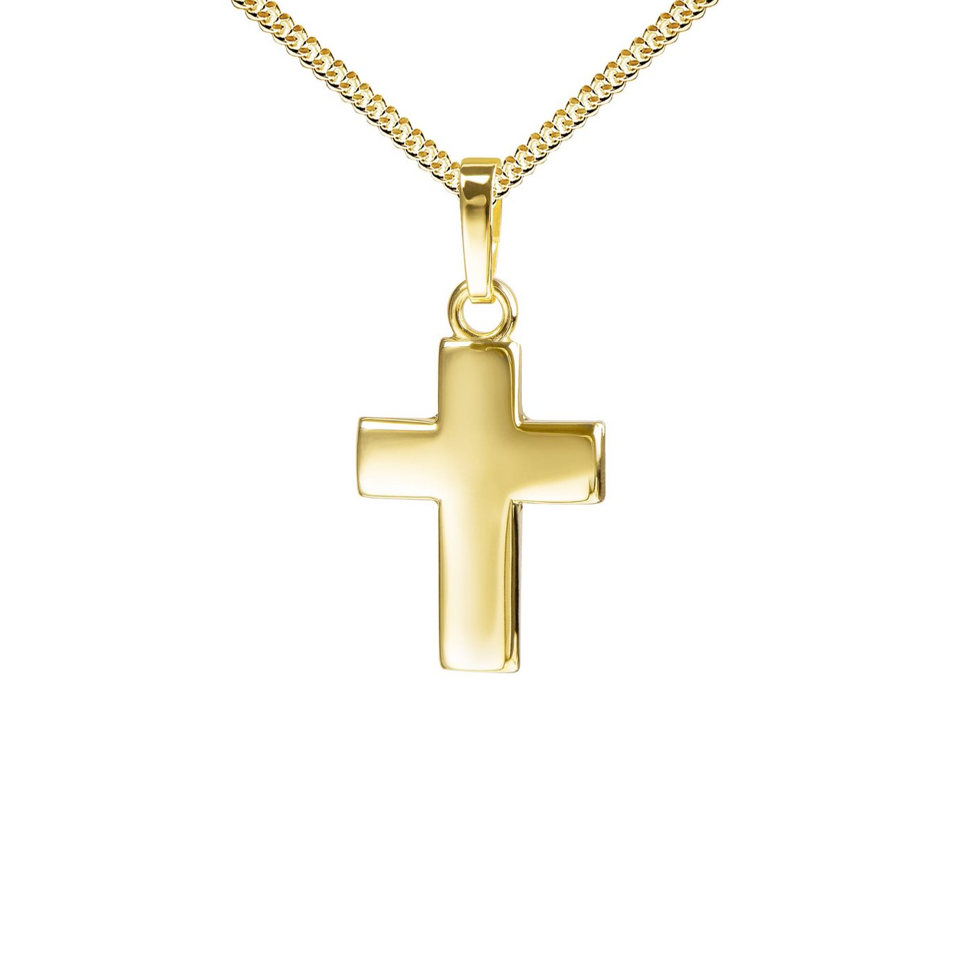 JEVELION Kreuzkette Kreuzanhänger 333 Gold - Made in Germany (Goldkreuz, für Damen und Kinder), Mit Kette vergoldet- Länge wählbar 36 - 70 cm oder ohne Kette. von JEVELION