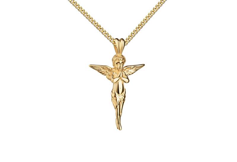 JEVELION Kreuzkette Kreuzanhänger 333 Gold Schutzengel Anhänger- Made in Germany (Goldkreuz, für Damen und Herren), Mit Kette vergoldet- Länge wählbar 36 - 70 cm oder ohne Kette. von JEVELION