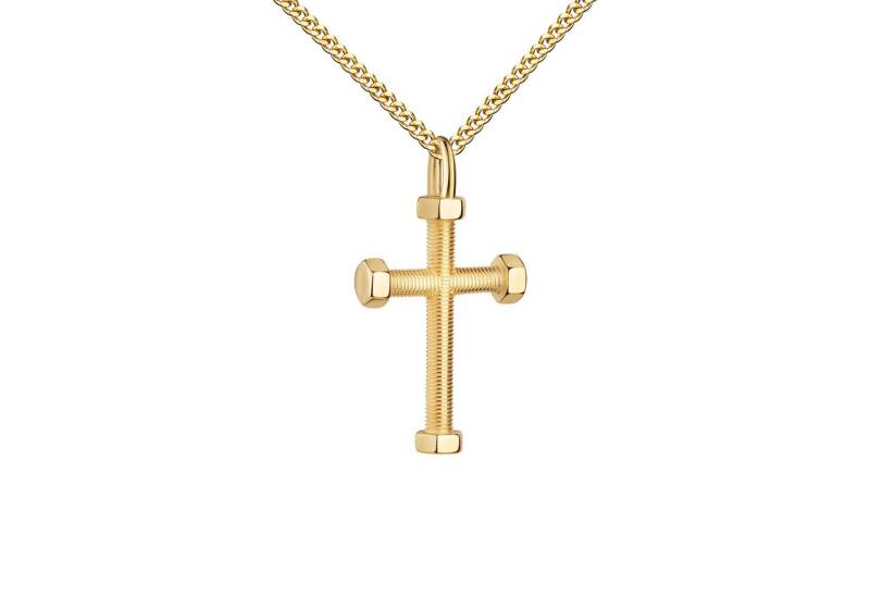 JEVELION Kreuzkette Kreuzanhänger 333 Gold gotische Form- Made in Germany (Goldkreuz, für Damen und Herren), Mit Kette vergoldet- Länge wählbar 36 - 70 cm oder ohne Kette. von JEVELION