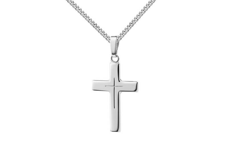 JEVELION Kreuzkette Kreuzanhänger 925 Silber - Kreuz mit Kreuzgravur - Made in Germany (Silberanhänger, für Damen und Mädchen), Mit Silberkette 925 - Länge wählbar 36 - 70 cm oder ohne Kette. von JEVELION