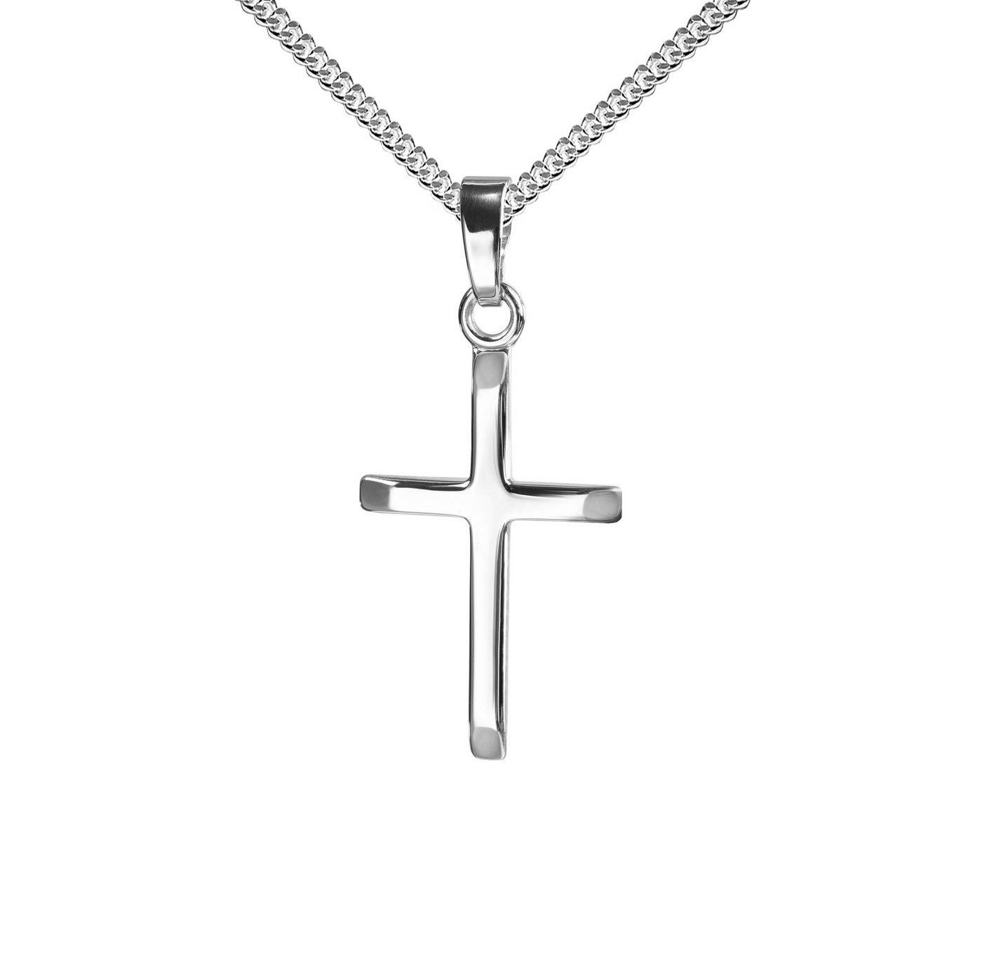 JEVELION Kreuzkette Kreuzanhänger 925 Silber - Made in Germany (Silberkreuz, für Damen und Herren), Mit Silberkette 925 - Länge wählbar 36 - 70 cm oder ohne Kette. von JEVELION