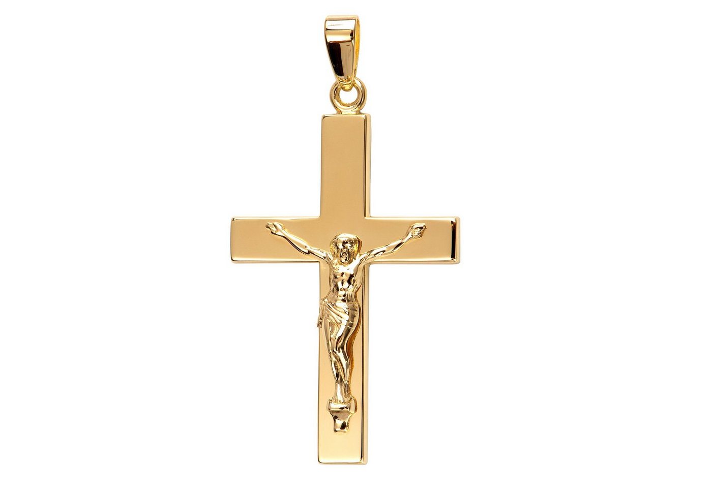 JEVELION Kreuzkette Kruzifix 333 Gold - Made in Germany (Goldkreuz, für Damen und Herren), Mit Kette vergoldet- Länge wählbar 36 - 70 cm oder ohne Kette. von JEVELION