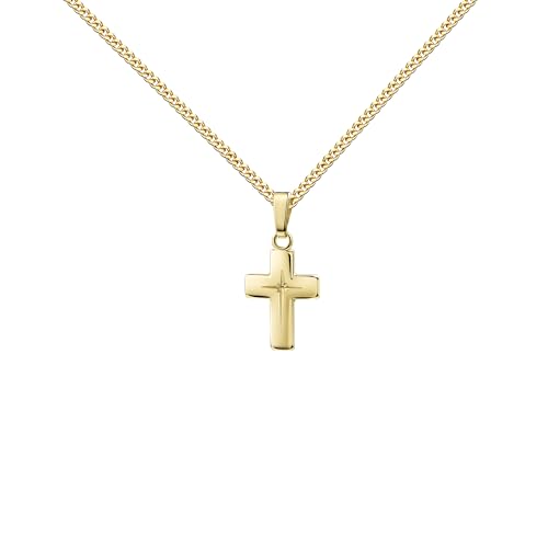 JEVELION Kreuzkette Taufkreuz 333 Gold Kreuzanhänger 8 Karat Gelbgold hochglanz poliert - kleiner Goldschmuck für Damen und Kinder. Mit Kette 925 Silber vergoldet - Kettenlänge 45 cm. JEVELION Kreuzkette Taufkreuz 333 Gold Kreuzanhänger 8 Karat Gelbgold hochglanz poliert - kleiner Goldschmuck für Damen und Kinder. Mit Kette 925 Silber vergoldet - Kettenlänge 45 cm. von JEVELION