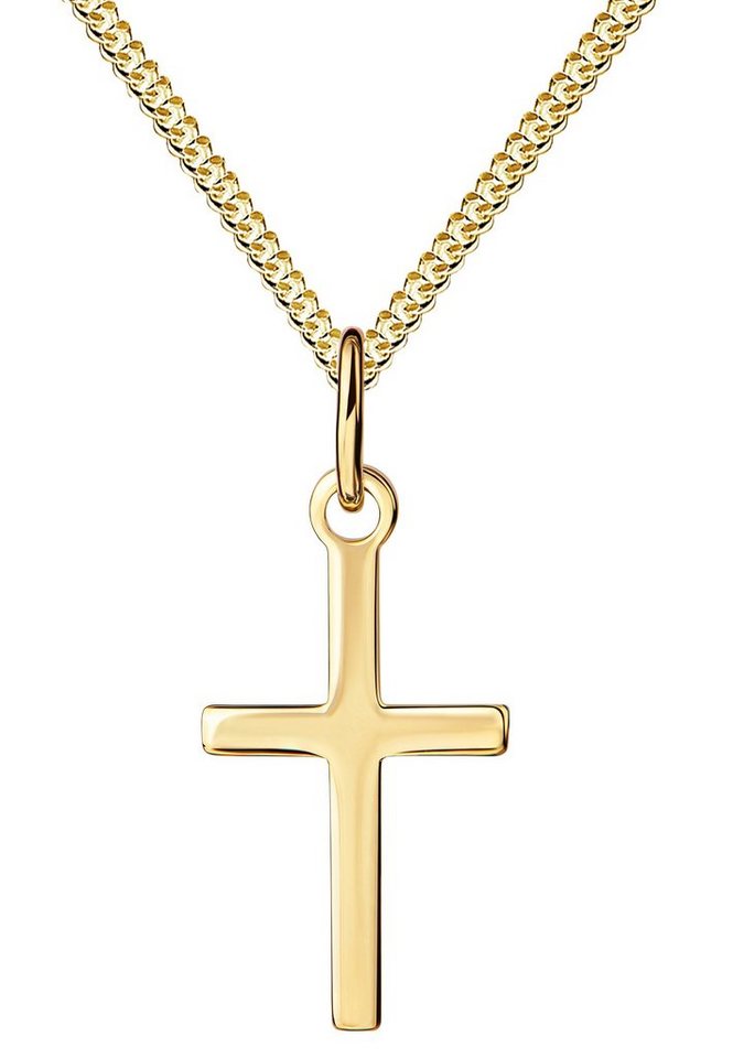 JEVELION Kreuzkette Taufkreuz Kreuz-Anhänger aus 585 Gold 14 Karat / 14k (Goldkreuz, für Kinder - Mädchen), Mit Kette - Länge wählbar 36 - 70 cm. Made in Germany von JEVELION