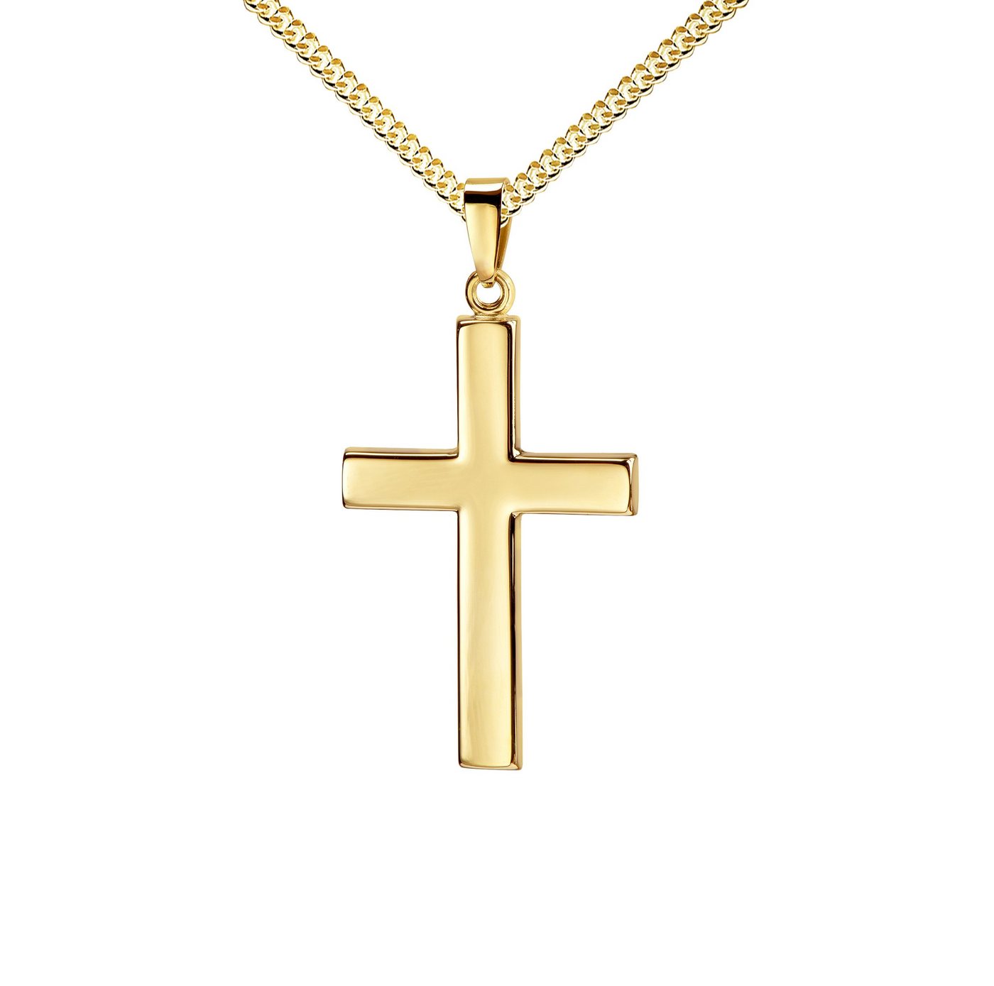 JEVELION Kreuzkette großer Kreuzanhänger 333 Gold - Made in Germany (Goldkreuz, für Damen und Herren), Mit Kette vergoldet- Länge wählbar 36 - 70 cm oder ohne Kette. von JEVELION