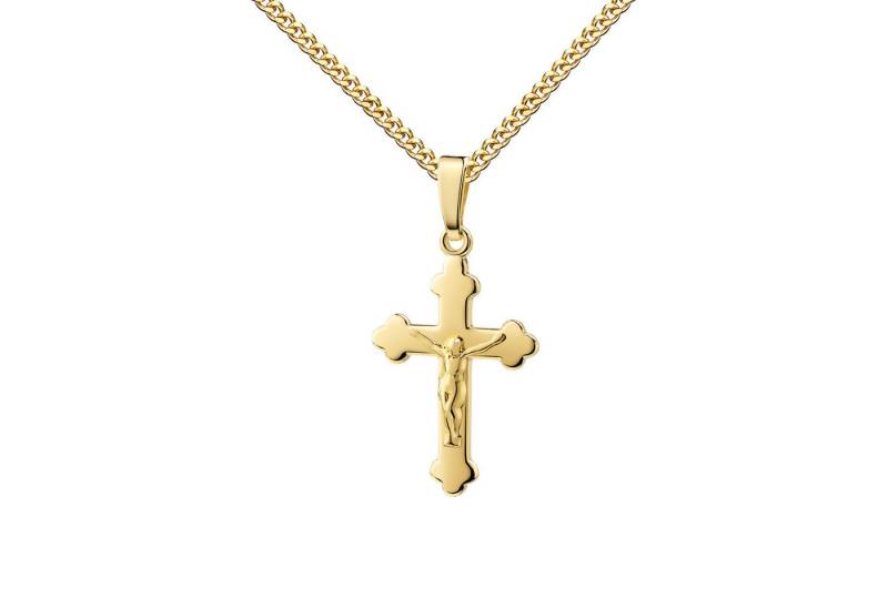 JEVELION Kreuzkette kleines Kruzifix Kreuz 333 Gold - Made in Germany (Goldkreuz, für Damen und Mädchen), Mit Kette vergoldet- Länge wählbar 36 - 70 cm oder ohne Kette. von JEVELION