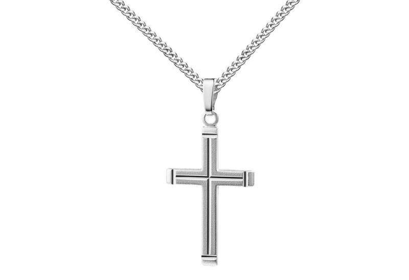 JEVELION Kreuzkette mit Diamantschliff Kreuzanhänger 925 Silber - Made in Germany (Silberanhänger, für Damen und Mädchen), Mit Silberkette 925 - Länge wählbar 36 - 70 cm oder ohne Kette. von JEVELION