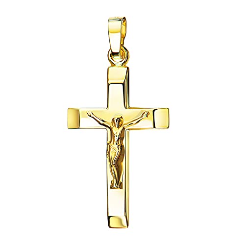 JEVELION Kruzifix-Anhänger 333 Gold 8 Karat Kreuz-Anhänger Jesus Christus Ketten-Anhänger mit Schmuck-Etui von JEVELION