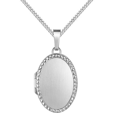 JEVELION Medaillon Set Silber 925 für 2 Bilder Foto Amulett Anhänger zum Öffnen für Damen + Schmuck-Etui und Halskette von JEVELION