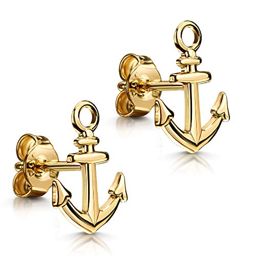 Ohrstecker Ohrringe Anker Maritim 333 Gelbgold 8 Karat / 8K Ohrschmuck Gold für Damen von JEVELION