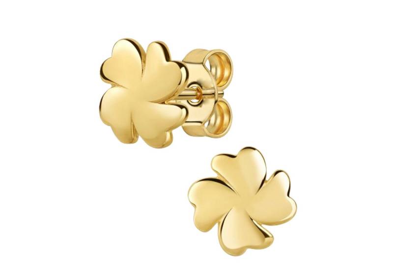 JEVELION Paar Ohrstecker Kleeblatt aus 333 Gelbgold massiv Gold (Gelbold Ohrschmuck, 2-tlg., für Damen und Mädchen), Goldstecker - Made in Germany von JEVELION