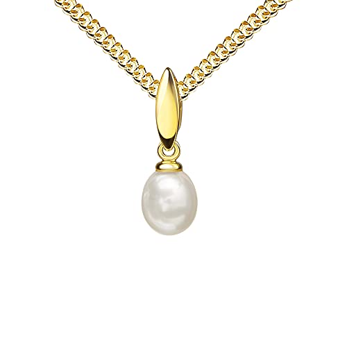 JEVELION Schmuckanhänger Perlen Anhänger Gold 585-14 Karat Süßwasserperlen Design-Damenschmuck Mit Halskette - Kettenlänge 36 cm. von JEVELION