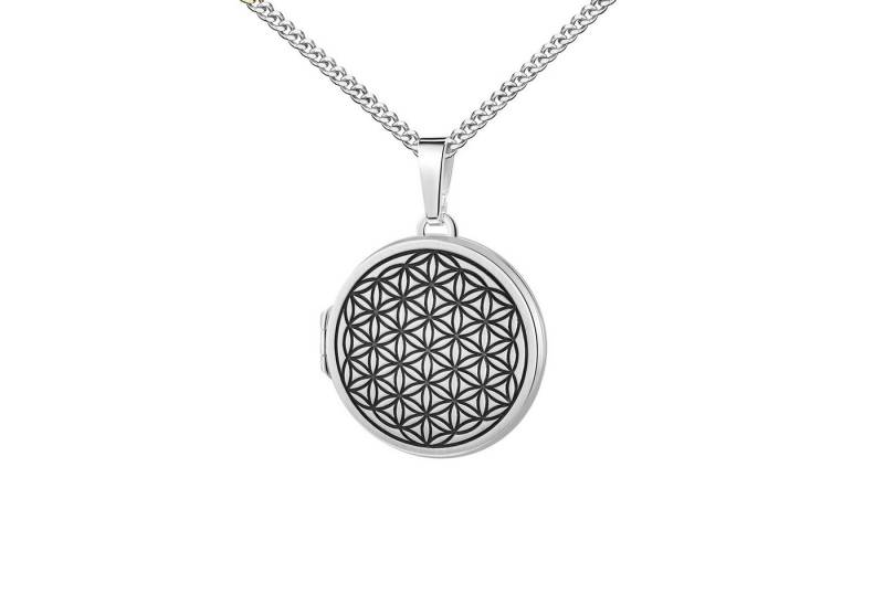 JEVELION Silberkette + rundes Bilder-Medaillon 925 Silber - Made in Germany (Foto-Amulett, für Damen und Mädchen), Mit Halskette Sterlingsilber - Länge wählbar 36 - 70 cm von JEVELION