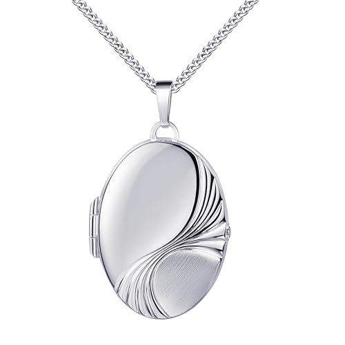 JEVELION Silbermedaillon Medaillon Anhänger Silber 925 für 2 Bilder Amulett für Damen mit Kette zum Öffnen Mit Kette - Kettenlänge 45 cm. von JEVELION