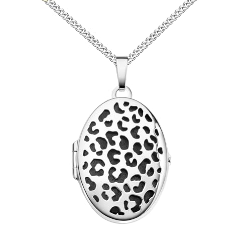 Kette mit Silber Medaillon zum Öffnen für 2 Bilder 925 Silber Animal-Design Foto Amulett für Damen + Schmuck-Etui. Mit Panzerkette 925 Silber - Kettenlänge 60 cm. von JEVELION