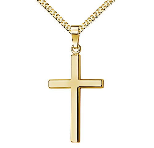 Halskette Kreuz-Anhänger Goldkreuz für Damen und Herren + Schmuck-Etui und Zertifikat Mit Kette 70 cm von JEVELION