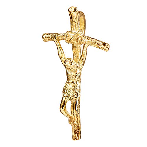 JEVELION Kreuz-Anhänger Jesus Christus für Damen, Herren und Kinder als Kettenanhänger 925 Silber vergoldet mit Schmuck-Etui von JEVELION