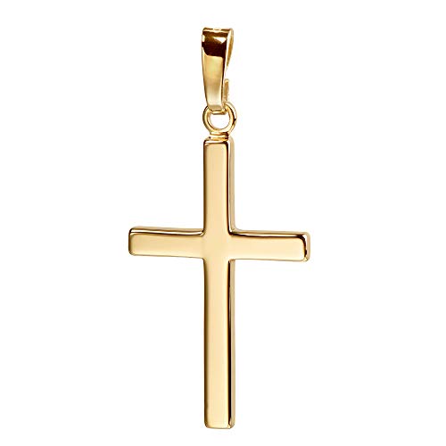 JEVELION Kreuz-Anhänger für Damen, Herren und Kinder als Kettenanhänger 750 Gold 18 Karat Hochglanz mit Schmuck-Etui von JEVELION