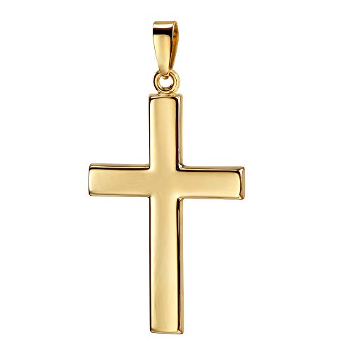 JEVELION Kreuz-Anhänger groß für Herren in hochglanz poliert Goldkreuz als Kettenanhänger 750 Gold 18 Karat + Schmuck-Etui von JEVELION