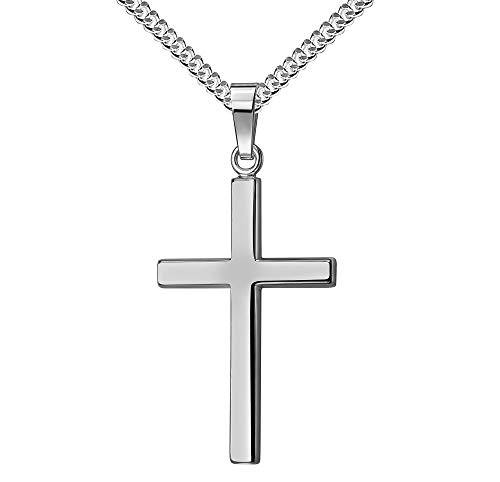 Kreuz Silber-Anhänger hochglanz 925 Sterlingsilber Kettenanhänger Mit Halskette 55 cm von JEVELION