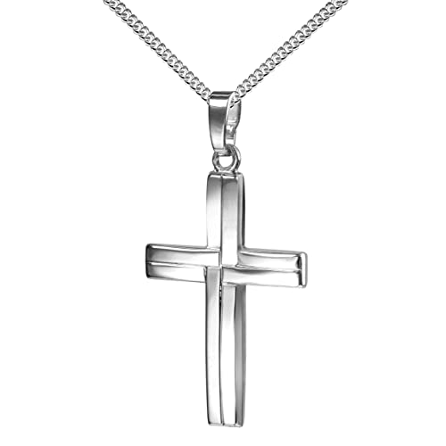 JEVELION Kreuz-Anhänger mit Kette für Damen, Herren und Kinder als KettenAnhänger mit Kette 925 Silber mit Schmuck-Etui von JEVELION