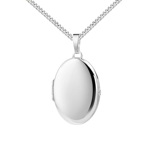 Medaillonanhänger Silber Medaillon zum Öffnen für 2 Bilder 925 Silber mit innen Herz-Anhänger Foto Amulett + Schmuck-Etui. Mit hochwertiger Schmuck-Kette 925 Silber - Kettenlänge 70 cm. von JEVELION