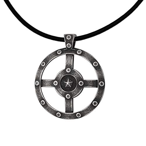 Mittelalter Schmuckanhänger Silber Rad-Kreuz 925 Sterling-Silber für Herren Mit Lederband - Länge 45 cm. von JEVELION