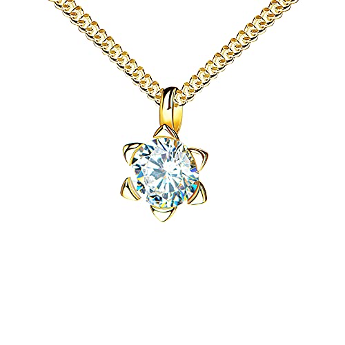 JEVELION Schmuckanhänger Anhänger 333 Gelbgold 8 Karat mit Zirkonia-Stein in hochwertiger Goldfassung in Sternform Mit Halskette - Kettenlänge 36 cm. von JEVELION