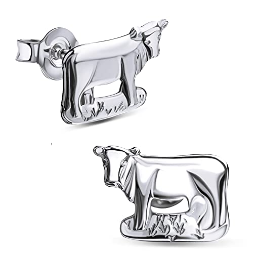 Silber Ohrstecker Kuh Ohrringe aus 925 Sterlingsilber für Damen von JEVELION