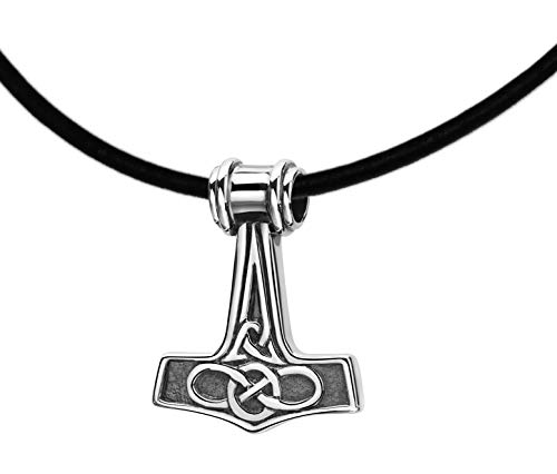 JEVELION Thor-Hammer-Anhänger 925 Sterling-Silber für Herren Mit Lederband - Länge 40 cm. von JEVELION