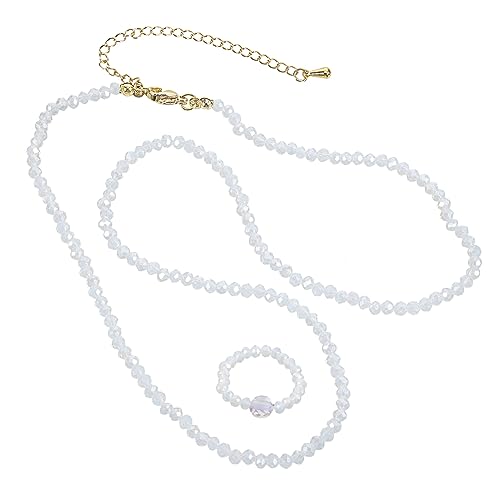 JEWEDECO 1 Satz Beaded Necklace mit Ring Ästhetische Halskette Ringe für Damen Farbige Kristallperlen Leichtes Schlichtes Design für Sommer für Freunde Familie von JEWEDECO