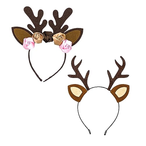 JEWEDECO 2er Satz Weihnachts-geweih-haarbänder Weiche Vliesbänder Für Weihnachts-kopfschmuck Und Feiern von JEWEDECO