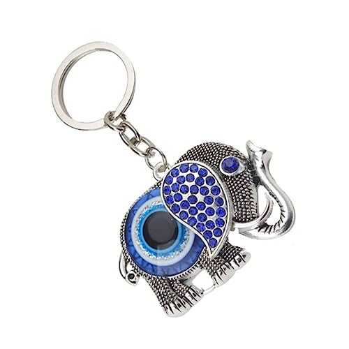 JEWEDECO Elefantenanhänger Aus Metall Dekorativer Schlüsselanhänger Hübscher Anhänger in Elefantenform Mit Blauem Auge Als Taschenornament von JEWEDECO