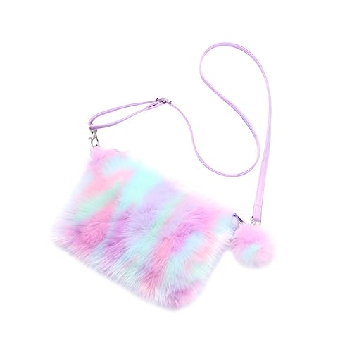 JEWEDECO Bunte Damen Batik-umhängetasche Mit Regenbogen-design Großzügige Plüsch-tasche Geeignet Als Schultertasche Oder Sling Bag Für Alltagsgegenstände von JEWEDECO