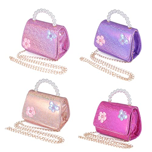 JEWEDECO Goldene Junge Mädchen Umhängetasche Mit Blumenmuster Perlenhandtasche Kettentasche Für Mädchen von JEWEDECO