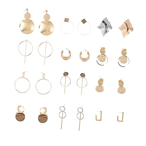 JEWEDECO 12 Paare Damen Ohrringe Geometrisches Metallset Retro Ohrhänger Ohrschmuck für Alltag und Partys Hypoallergen und für Frauen von JEWEDECO