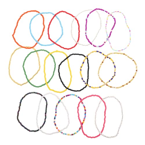 JEWEDECO 17stücke Perlenfußkettchen Für Damen Boho-Stil Fußkettchen Mit Glasperlen Elastische Fußkettchen Für Erwachsene Handgefertigte Stretch-fußkettchen Für Sommer Und Strand von JEWEDECO